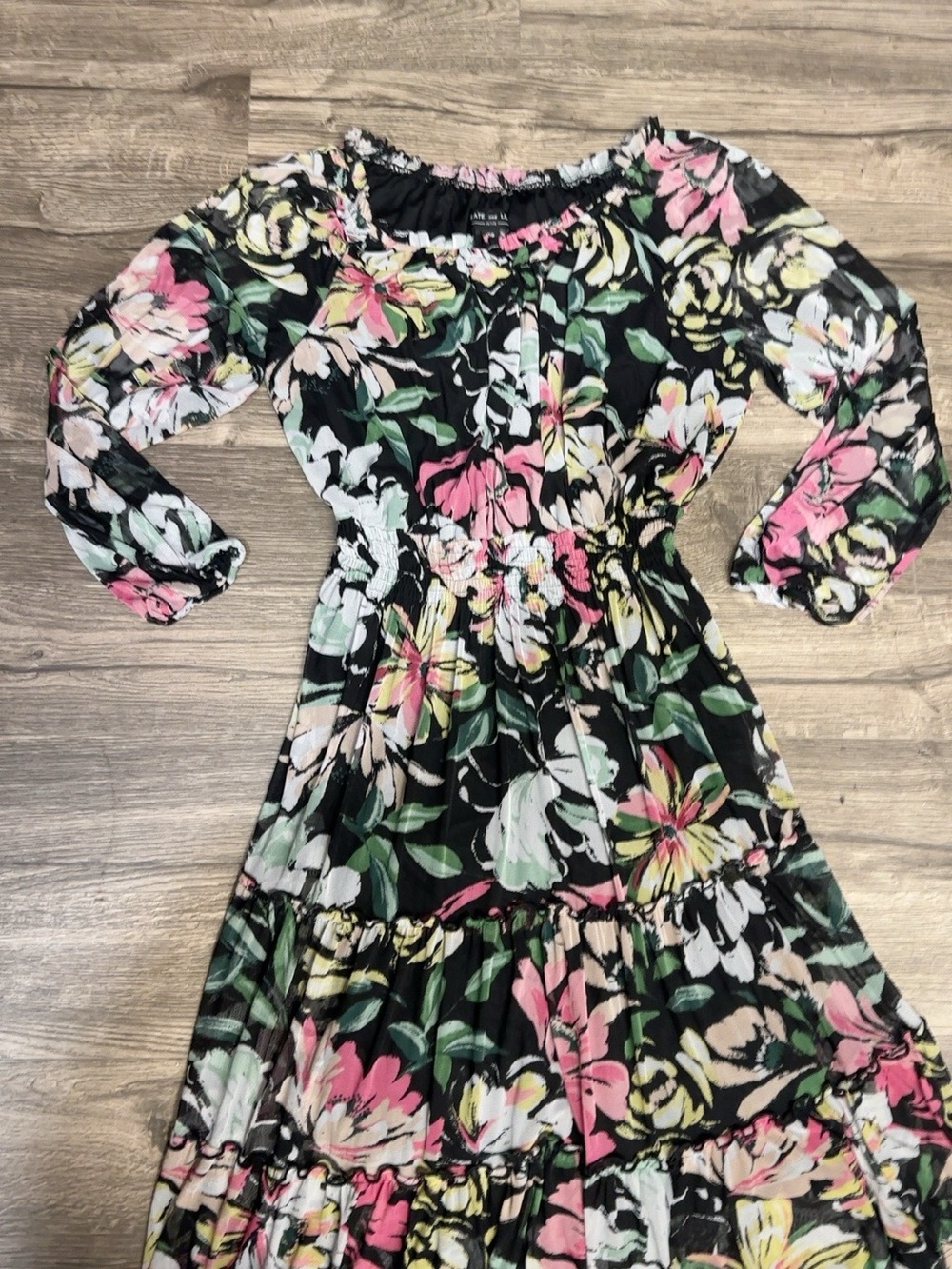 Kate and Lily Petite 10P Floral Tiered Midi Dress Long Sleeve - Picture 4 of 10